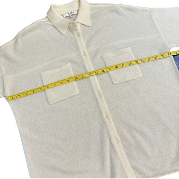 NEW NakedCashmere Ecru Rue Button-Up Cashmere Top Cream White Shirt - Picture 11 of 14